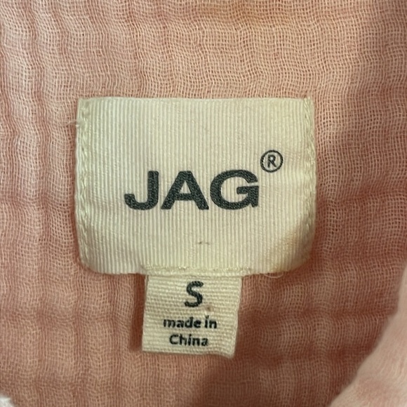 Jag Women Button Front Shirt Small Pink 100% Cotton Short Sleeve Cottagecore - Picture 9 of 14